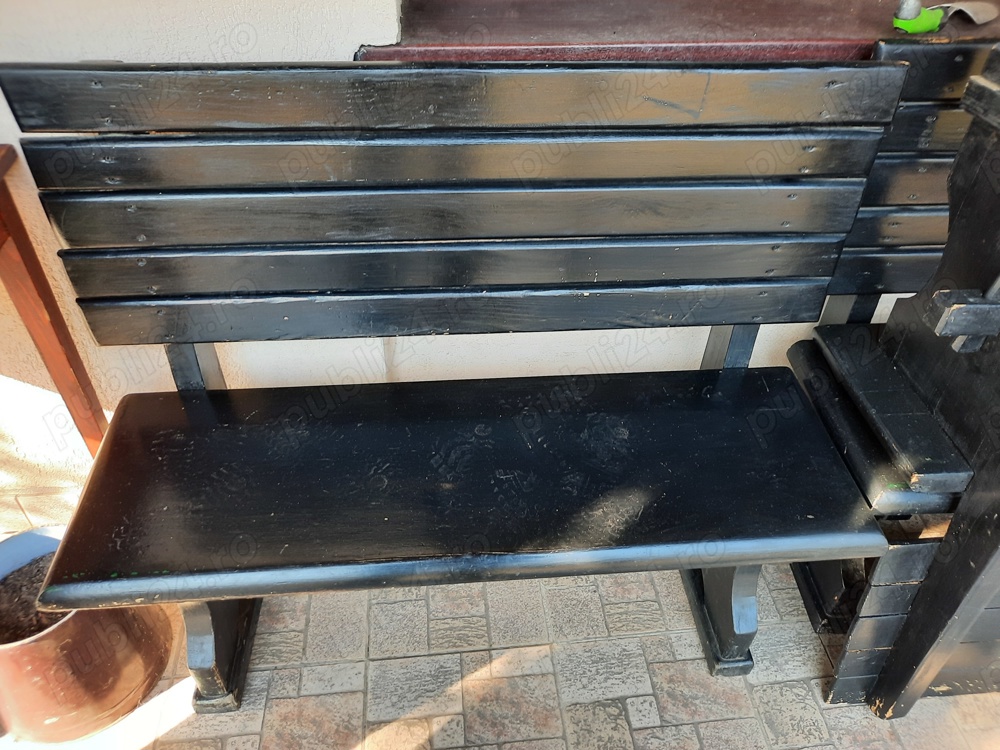 Banci din lemn masiv pentru restaurant, terasa sau foisor - solide si rezistente - Imagine 2