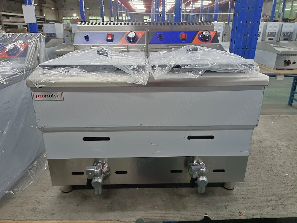 Friteuza Profesionala Electrica Dubla 2 x 17 Litri Propulse din Inox - 34 Litri Totali