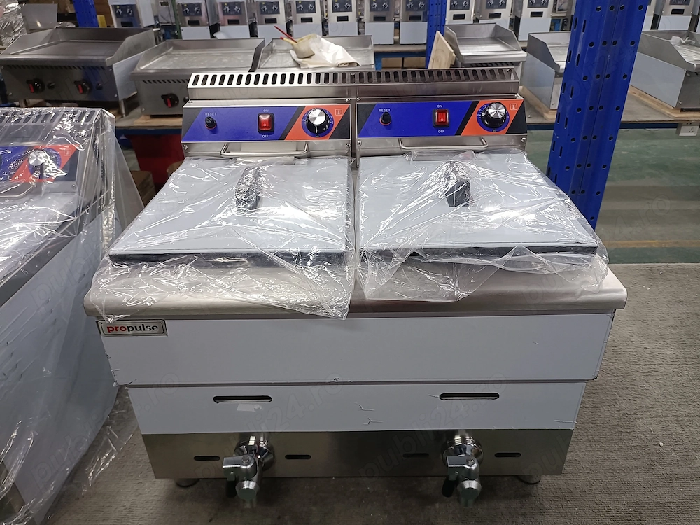 Friteuza Profesionala Electrica Dubla 2 x 17 Litri Propulse din Inox - 34 Litri Totali - Imagine 2