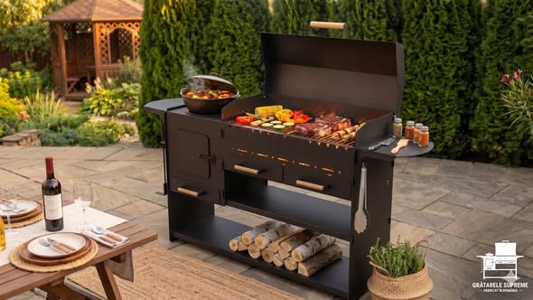Gratar Multifunctional Supreme - Gratar Premium cu Soba Laterala si Suport Ceaun - Imagine 2