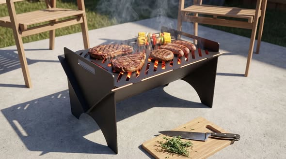Gratar de Picnic Demontabil din Otel 3 mm - Pliabil si Rezistent - Imagine 2