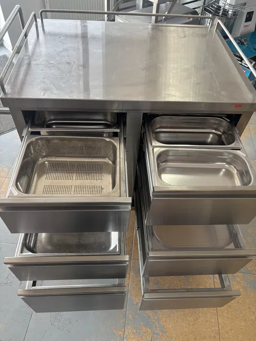 Carucior profesional inox pentru servire si depozitare cu sertare pentru HoReCa - Imagine 3