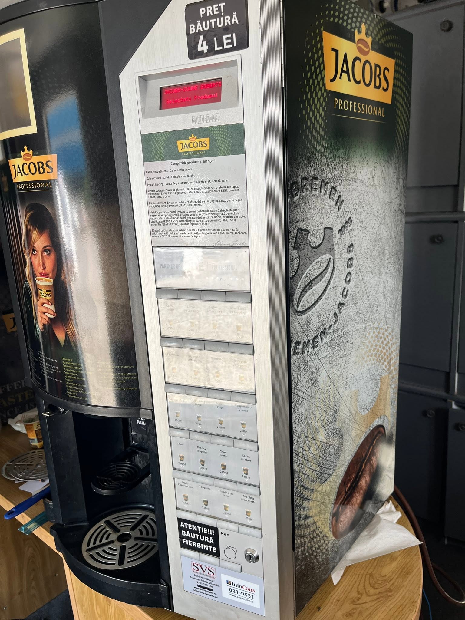 Automat profesional de cafea Jacobs Professional - automat vending cafea second hand pentru firme si HoReCa - Imagine 2