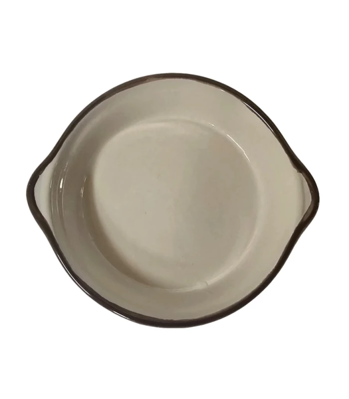 Vas termorezistent rotund cu maner pentru servire si gatire 14x12x3 cm - Imagine 2
