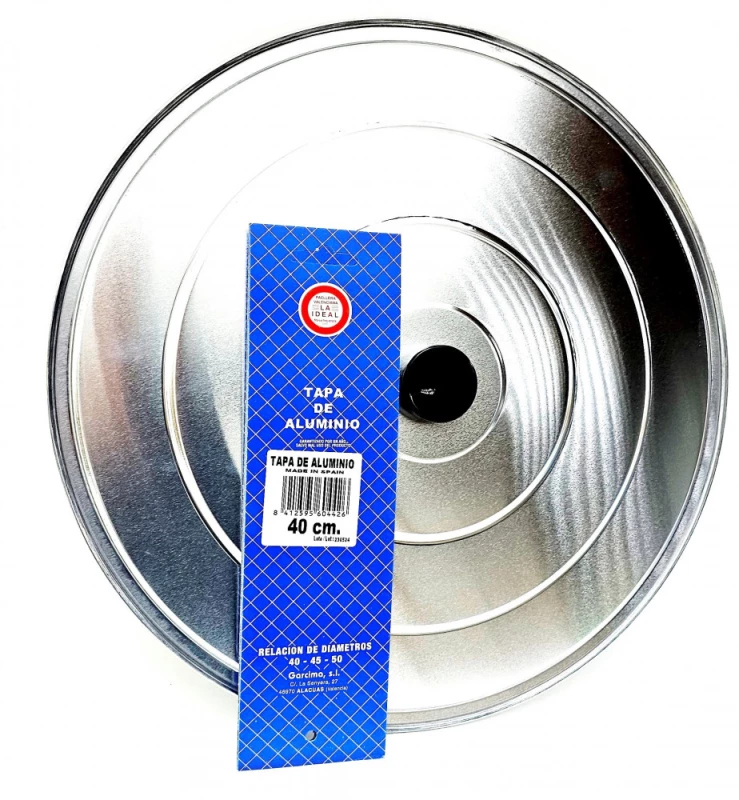 Capac Aluminiu pentru Tigaie Paella 40 cm, Garcima GRC60442, Maner Plastic, Fabricat in Spania - Imagine 2