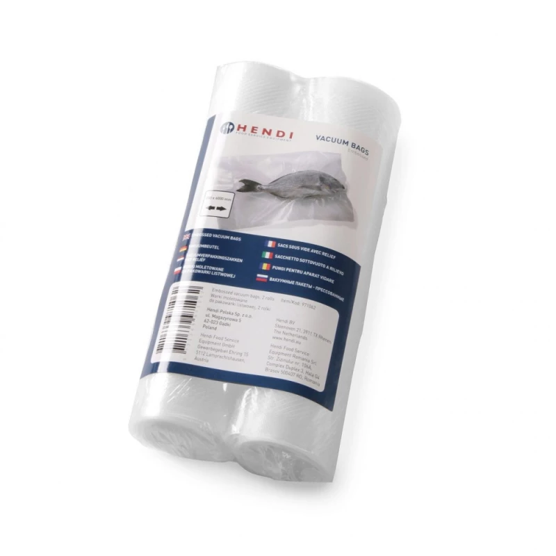 Set 2 Role Pungi Vacuum Gofrate Hendi 280x6000 mm 75 Microni pentru Aparate de Vidat Profesionale - Imagine 3