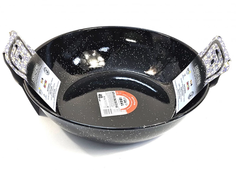 Tigaie profesionala adanca 40 cm, 8.9 litri, 2 manere, otel emailat vitrificat, Garcima GRC20340 - Imagine 3