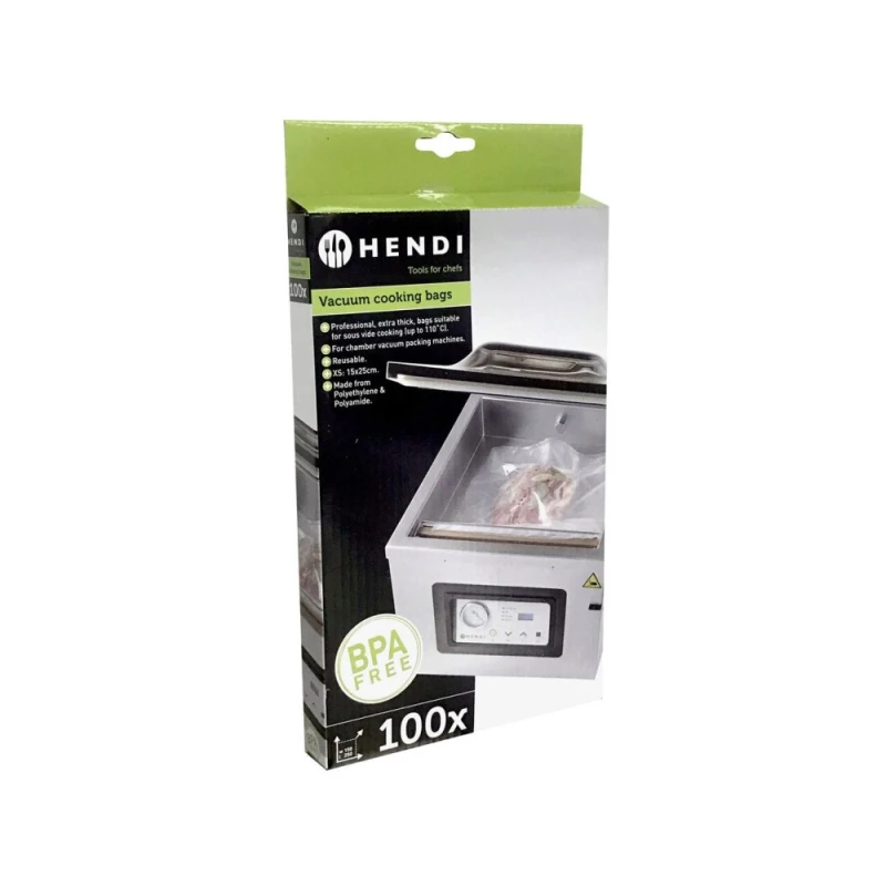 Pungi vacuum gofrate Hendi 150x250 mm, 75 microni, set 100 bucăți – Pungi profesionale pentru vidat alimente HoReCa - Imagine 2