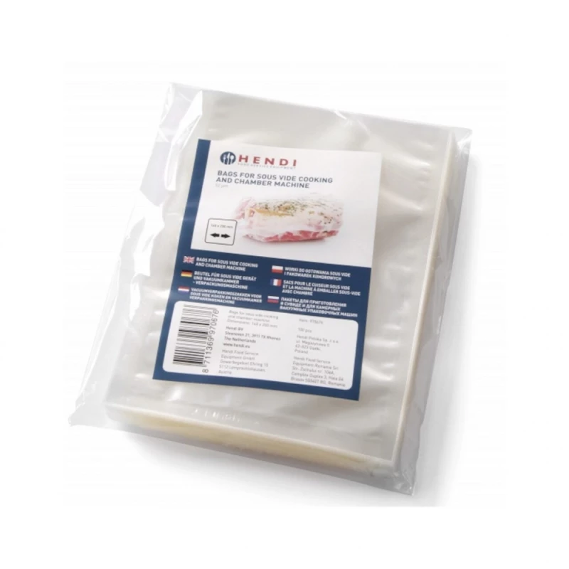 Pungi vacuum netede Hendi 200x300 mm, 65 microni, set 100 bucăți – Pungi profesionale pentru vidat alimente HoReCa - Imagine 4