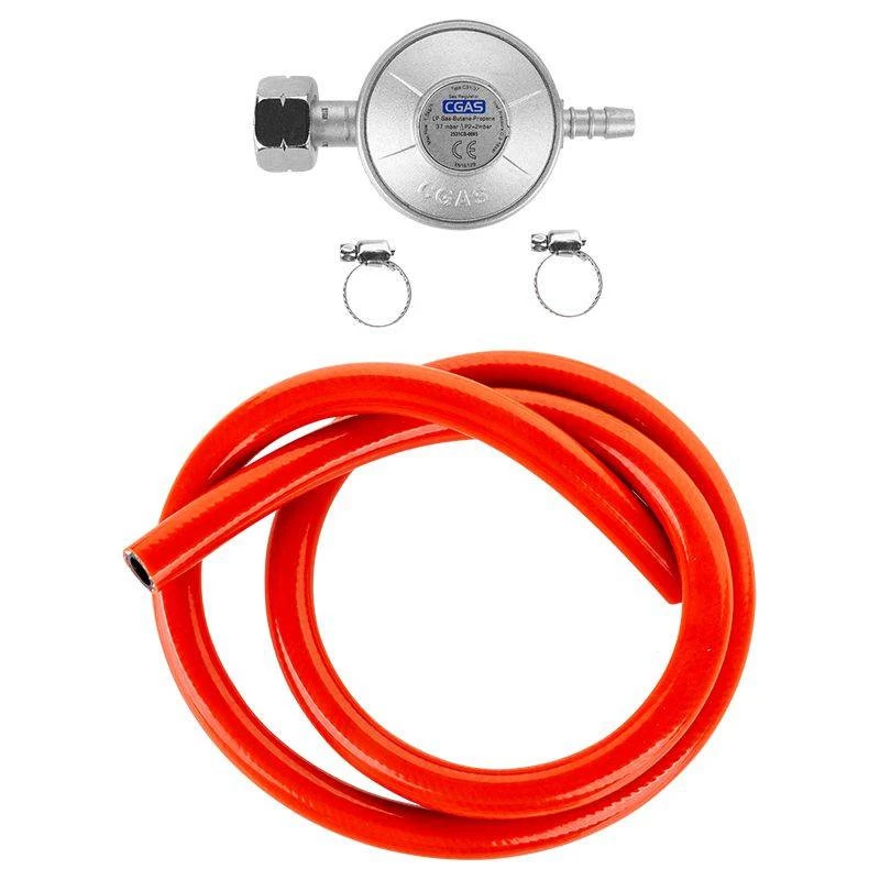 Set regulator gaz cu furtun 1 m și 2 coliere Teesa EN16129 – Pentru aragaz, grătar și echipamente HoReCa