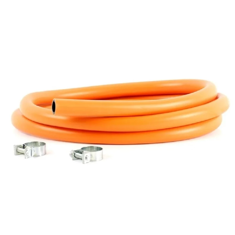 Set furtun gaz GPL profesional 1,5 m cu inserție, Ø9 mm, 2 coliere – Guison