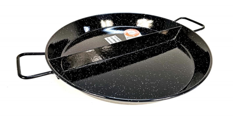 Tigaie Paella MultiGusto Garcima 50 cm cu 2 compartimente din otel emailat pentru paella si gatit profesional HoReCa - Imagine 2