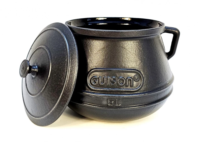 Oala din Fonta Emailata 5 Litri cu Capac Guison pentru Slow Cooking, Inductie, Gaz si Cuptor